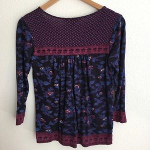 Lucky Brand Tops - Lucky Brand red purple boho top 3/4slv S Lucky Brand Tops - Lucky Brand red purple boho top 3/4slv S
